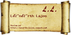 Lénárth Lajos névjegykártya